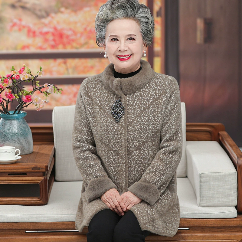 Мама осенне-зимняя одежда в западном стиле, Норковое флисовое пальто больших размеров, короткое двустороннее шерстяное пальто для женщин среднего и пожилого возраста