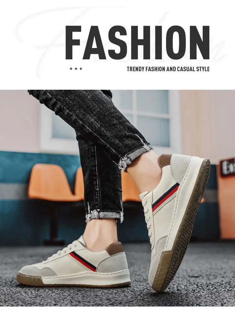Sneakers casual da uomo in pelle stile versatile e moderno_voghion.com