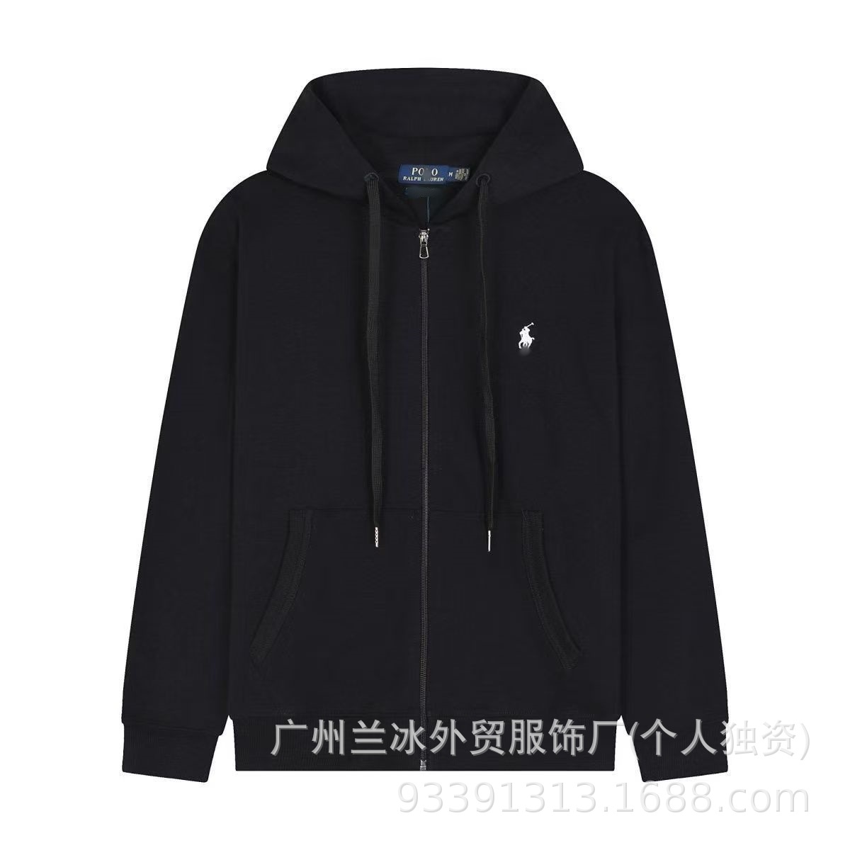 Cross-Border Qr Code Scannable Ralph Lauren Women's Sweatshirt with Pony Embroidery Logo Basic Hooded Sweatshirt Men's Zip-Up Jacket Couple's Set