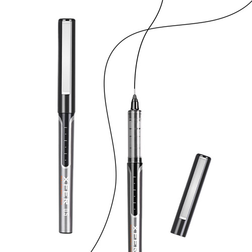 Deli S657 black 0.5 straight liquid needle ball signature pen business office student gel pen conference pen