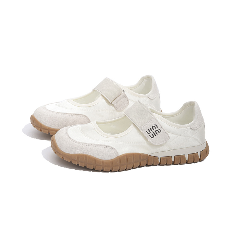 Soft Leather Version ~ Casual Velcro Mary Jane Shoes for Women with Tire Soles, Soft Leather Patchwork Sports Ballet Flats for Women, Trendy