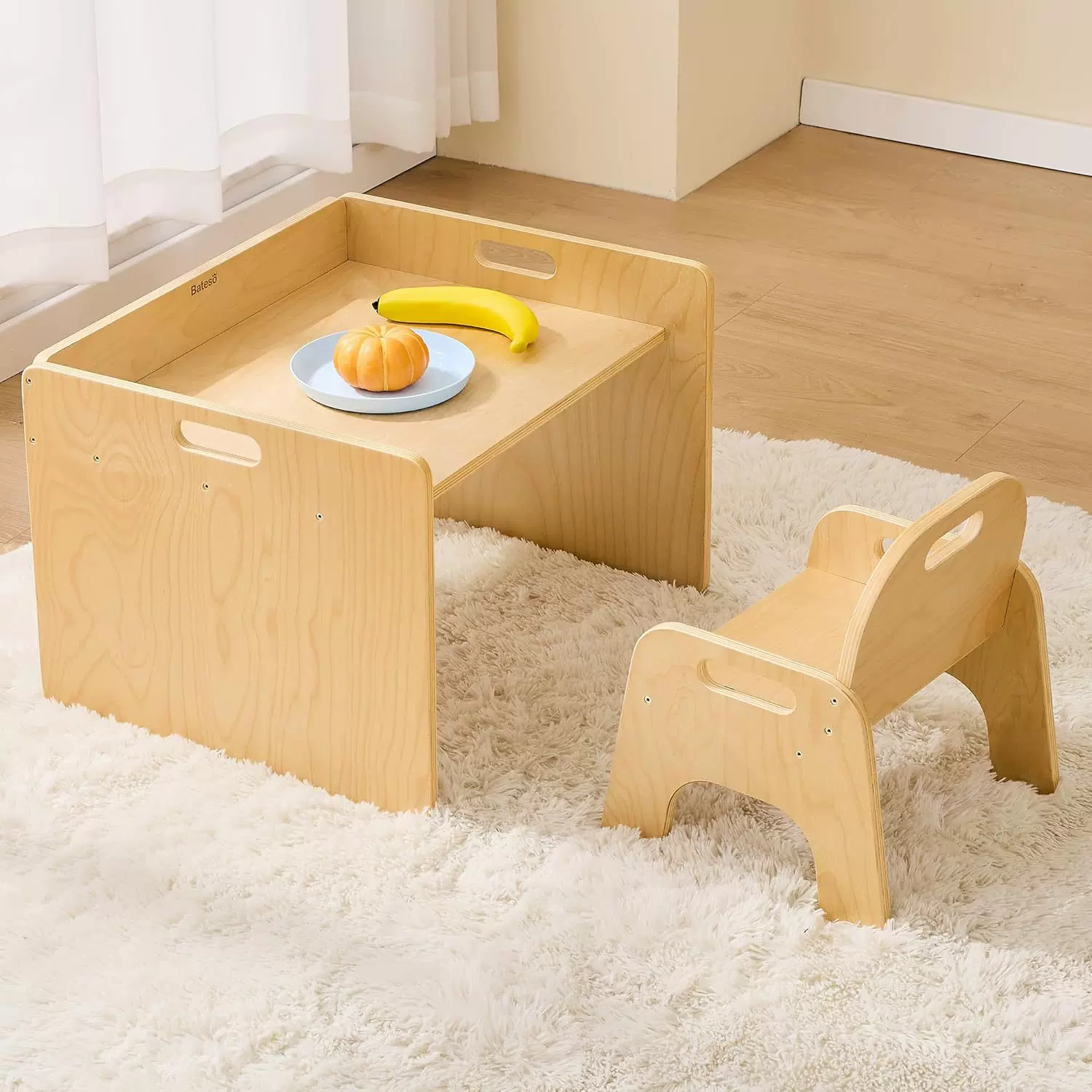 儿童活动桌椅儿童家具可调节幼儿阶梯凳实木蒙特梭利断奶桌椅套装