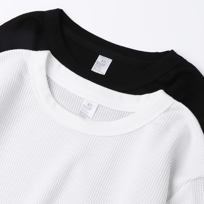 270g heavy round neck Spring and Autumn white T-shirt waffle solid color men's and women's long-sleeved T-shirt quality top base 270g heavy round neck Spring and Autumn white T-shirt waffle solid color men's and women's long-sleeved T-shirt quality top base