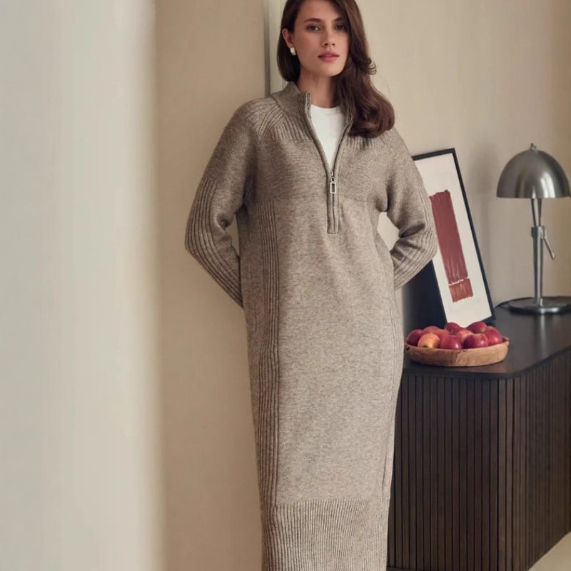 Платье Свитер Вязаное Half-Zip Sweater Knitted Dress