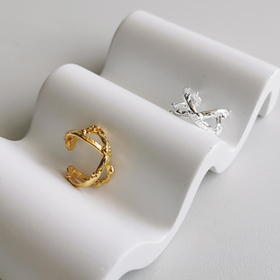 Jz108 ретро ниша дизайн поперечный -открытие 925 -розыгрышное серебряное кольцо европейское и американское нерегулярное модное текстура отпечаток пальцев