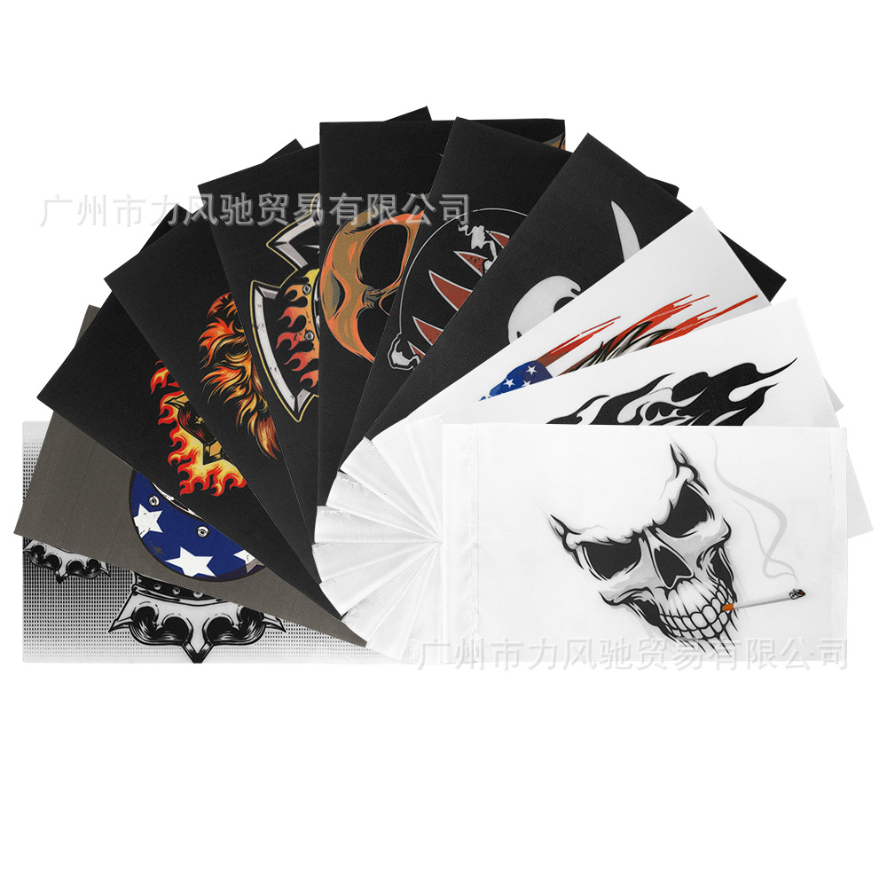 Aplicable a Harley Honda General Motors Skull Pirate Bandera Bandera de la serie Bandera de la atmósfera Decoración Bandera