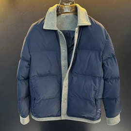 【高品质】轻奢痞帅气质加厚男外套秋冬季设计感拼接翻领宽松棉服