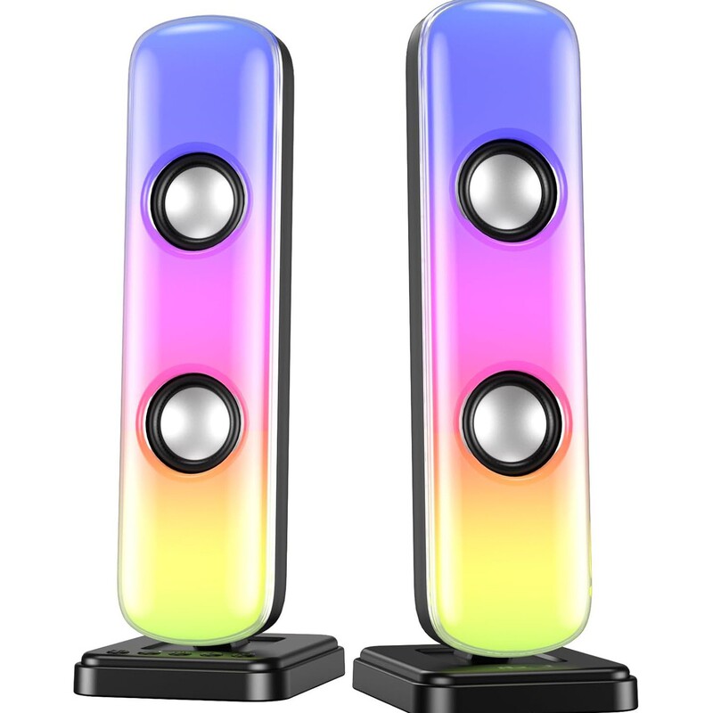 Computer Speakers with Adapter 2.0, Customized with 25W Rgb Full-Screen Colored Lights, Bluetooth Subwoofer, Desktop Audio System