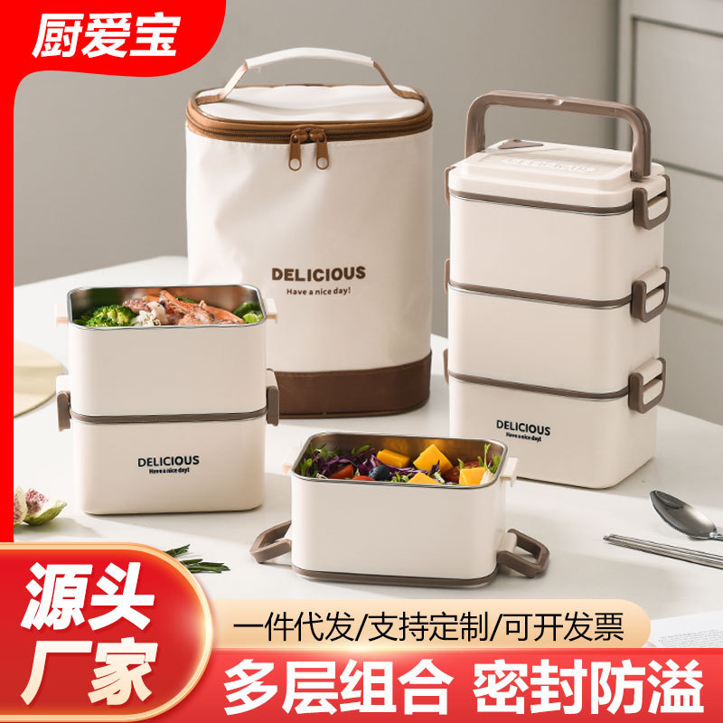 食品グレードの正方形のステンレス鋼の断熱ランチボックス、蓋付き、オフィスワーカーの食事トレイ、食堂の学生コンパートメント、ポータブルランチボックス|undefined