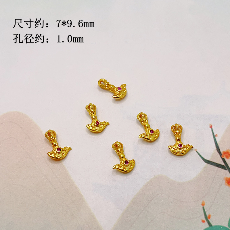 S925 silver, gold-plated, four-leaf clover, yellow Buddha of Wealth, bamboo joint spacer beads, barrel beads, accessories for bracelets, necklaces, and DIY jewelry making