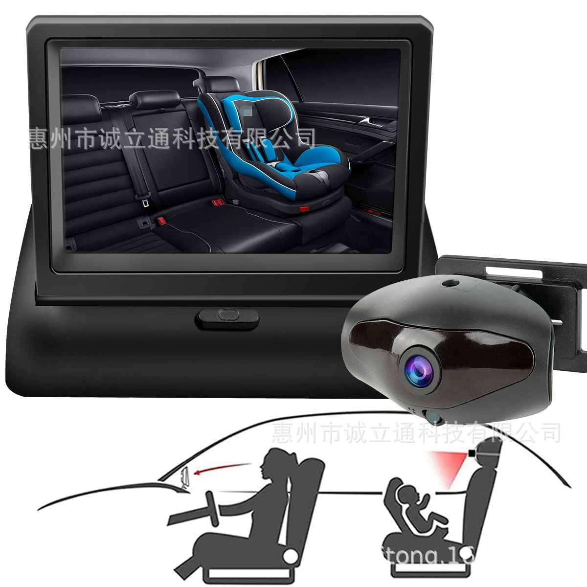 Горячая продажа автомобильной 4,3-дюймовой радионяни для трансграничной внешней торговли, новая HD 1080p, неполяризованная, полноцветная в дневное время