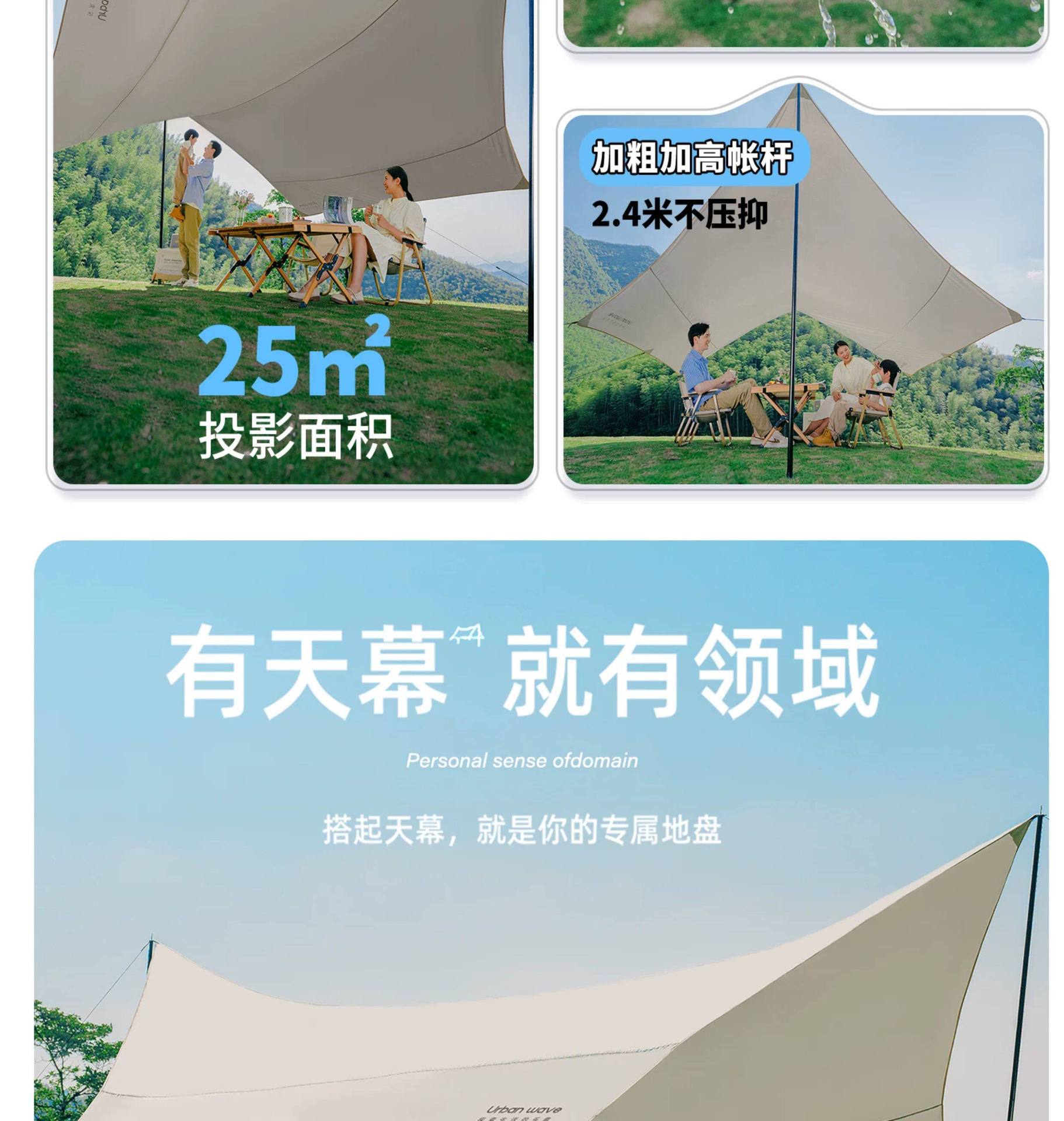 Canopy Tent Outdoor Camping Sunshade Portable Rainproof Hexagonal Tent Camping Equipment Camping Canopy
