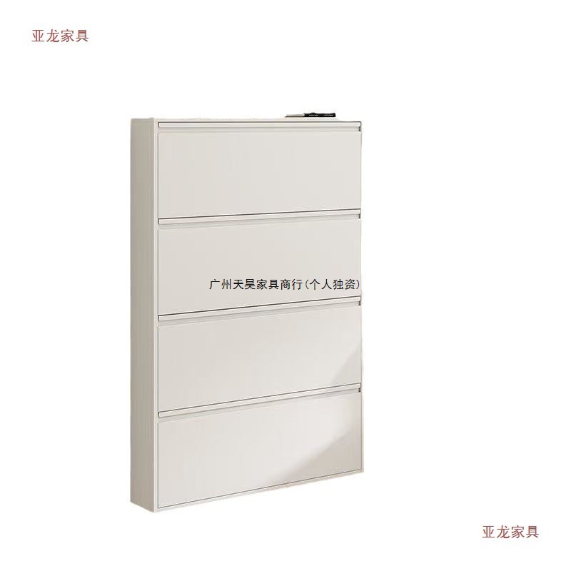 超薄加厚鞋柜12cm玄关家用门口钢制大容量极窄收纳挂墙悬空翻斗柜|undefined