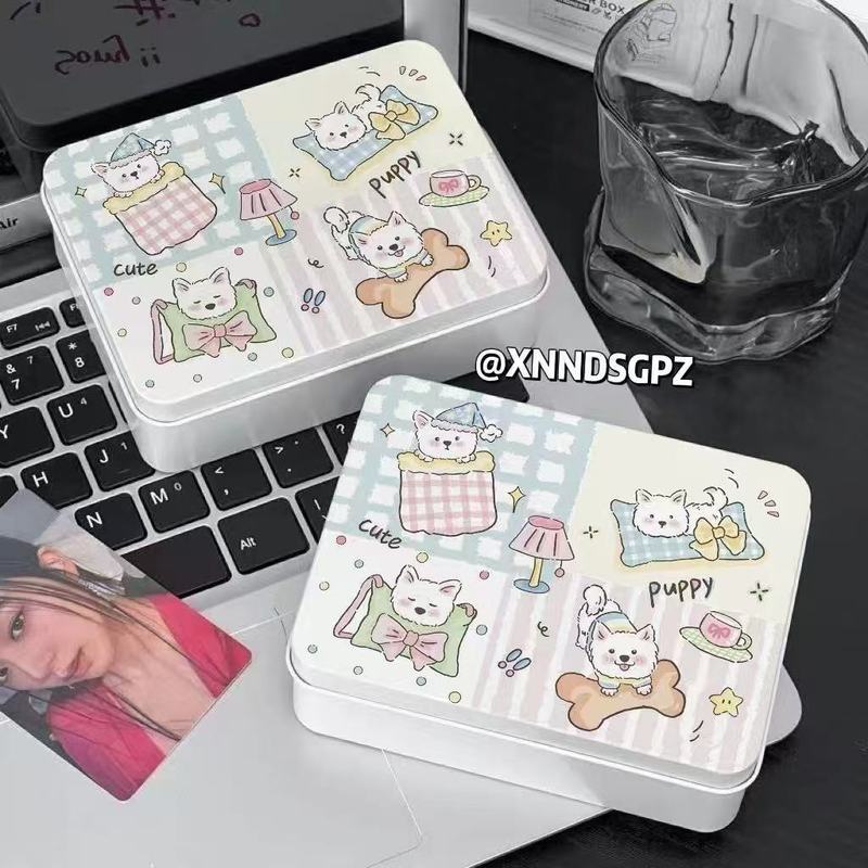 可爱拼接小狗ins铁盒收纳贴纸咕卡追星专辑小卡桌面收纳手账素材|undefined