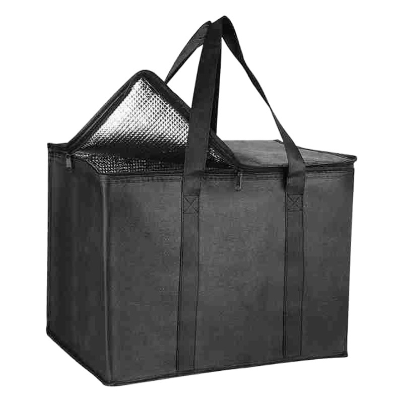 En stock suministro Amazon tela no tejida larga bolsa de aislamiento de papel de aluminio portátil caja de almuerzo bolsa de hielo paquete caliente almuerzo picnic