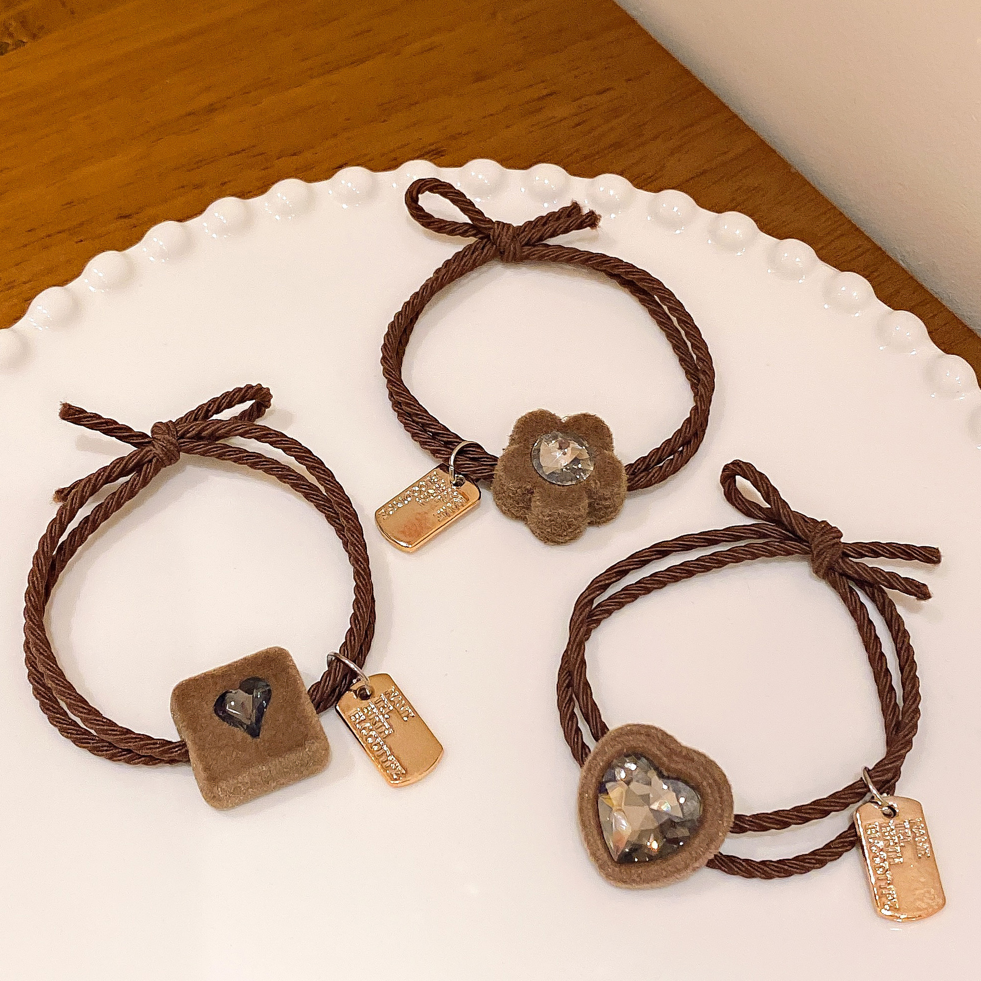 El otoño y el invierno nueva banda de pelo de flocado cuerda de pelo de alto grado de moda coreana rhinestone cuerda de pelo lazo banda de goma del pelo accesorios para el cabello femenino