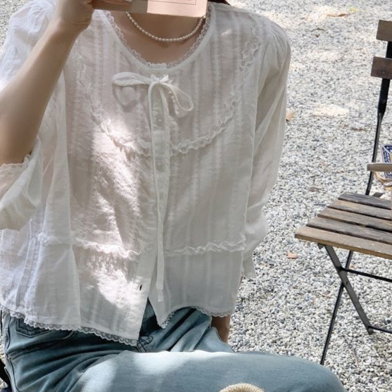 Lace summer design white shirt