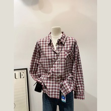 韩版洋气配色时尚经典格纹休闲衬衫外套女春季新款通勤百搭上衣潮