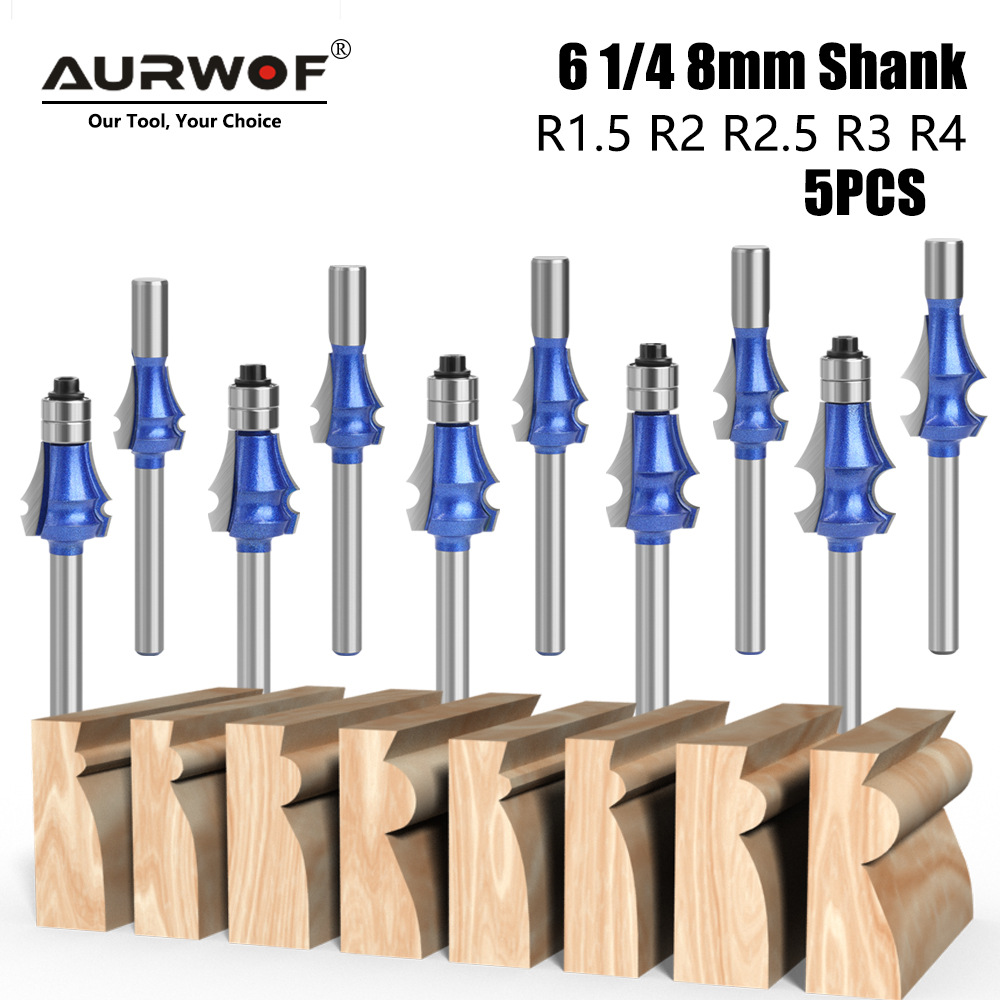 6/6.35/8柄一条线刀专业级闪银蓝刃具不带轴承带轴承线条刀修边刀