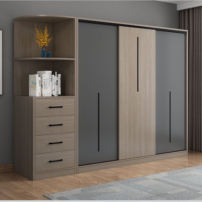 Wardrobe Sliding Door Depth 60cm Simple Wardrobe for Home Bedroom Rental Room Solid Wood Cabinet Large Wardrobe Wardrobe