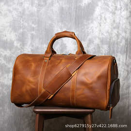 复古疯马皮男士包袋旅行袋真皮大容量行李包厂家批发头层牛皮男包