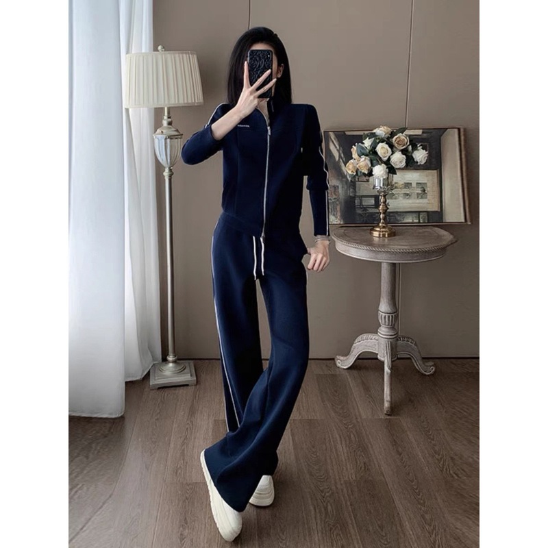欧货潮牌休闲运动套装女2025秋洋气减龄显瘦开衫上衣阔腿裤两件套|undefined