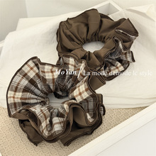 2025秋新款复古格子大肠发圈四层锁边束腰发绳高级感马尾头绳头花