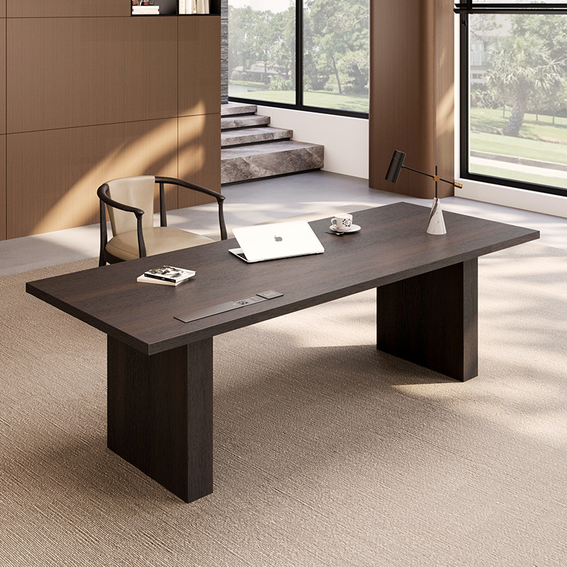 Italian Minimalist Solid Wood Desk Long Workbench Double Light Luxury Modern Small Apartment Study Home Computer Desk