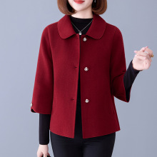 婚宴妈妈喜服毛呢子外套中老年人2025新款高端保暖双面呢羊毛大衣