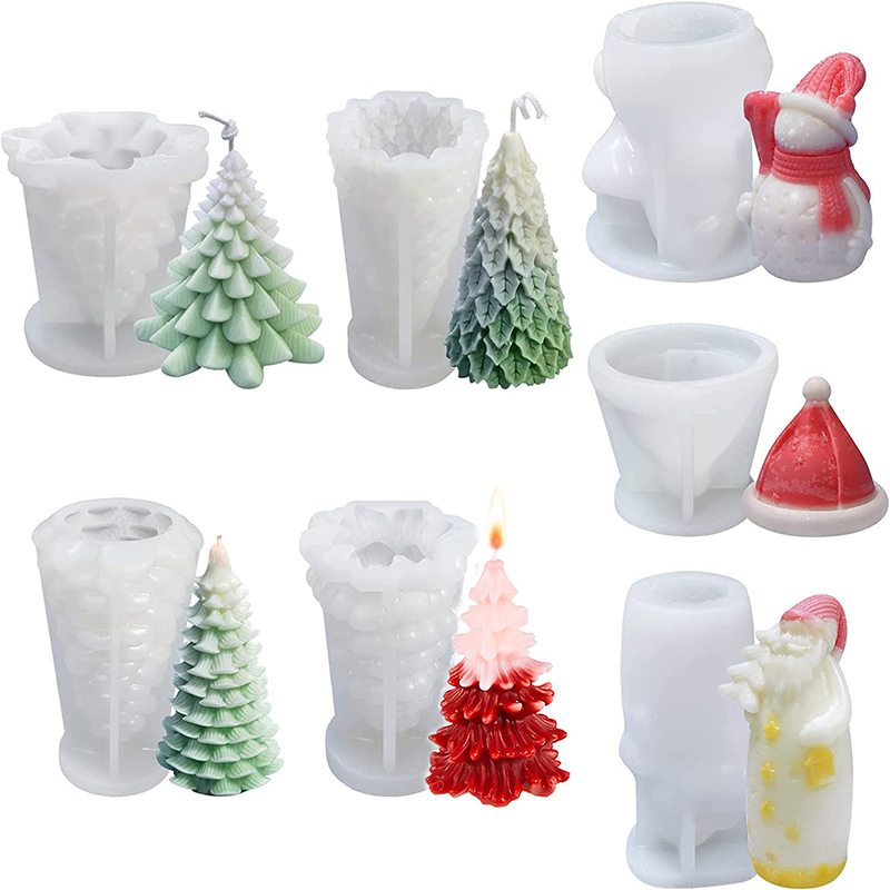 diy Christmas Tree Aromatherapy Candle Silicone Mold Christmas Flavor Handmade Soap Ice Block Gypsum Ornaments Silicone Mold