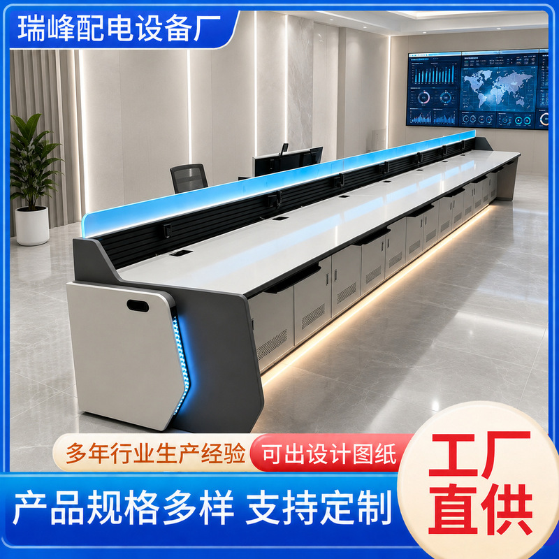 Command Center Monitoring Operation Console, Dual Security Control Center Table, Paperless Conference Table, Curved Dispatching Desk