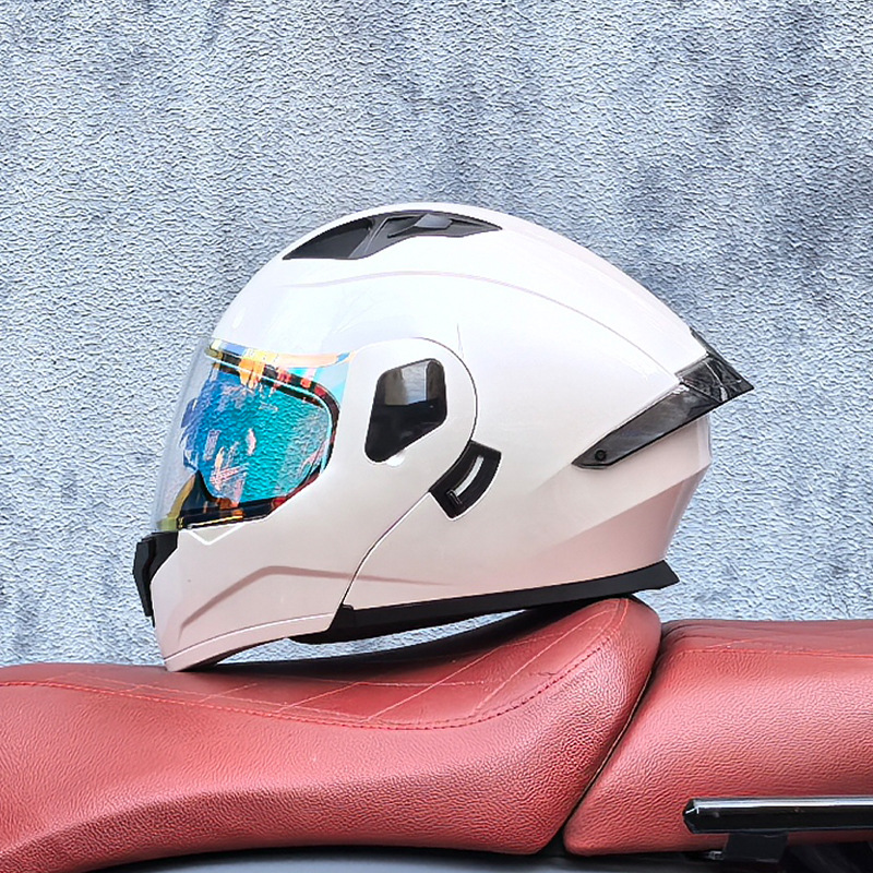 Orz casco de carcasa pequeña casco de cara a cara casco de motocicleta locomotora de doble lente hombres y mujeres de cuatro estaciones casco de crucero grande