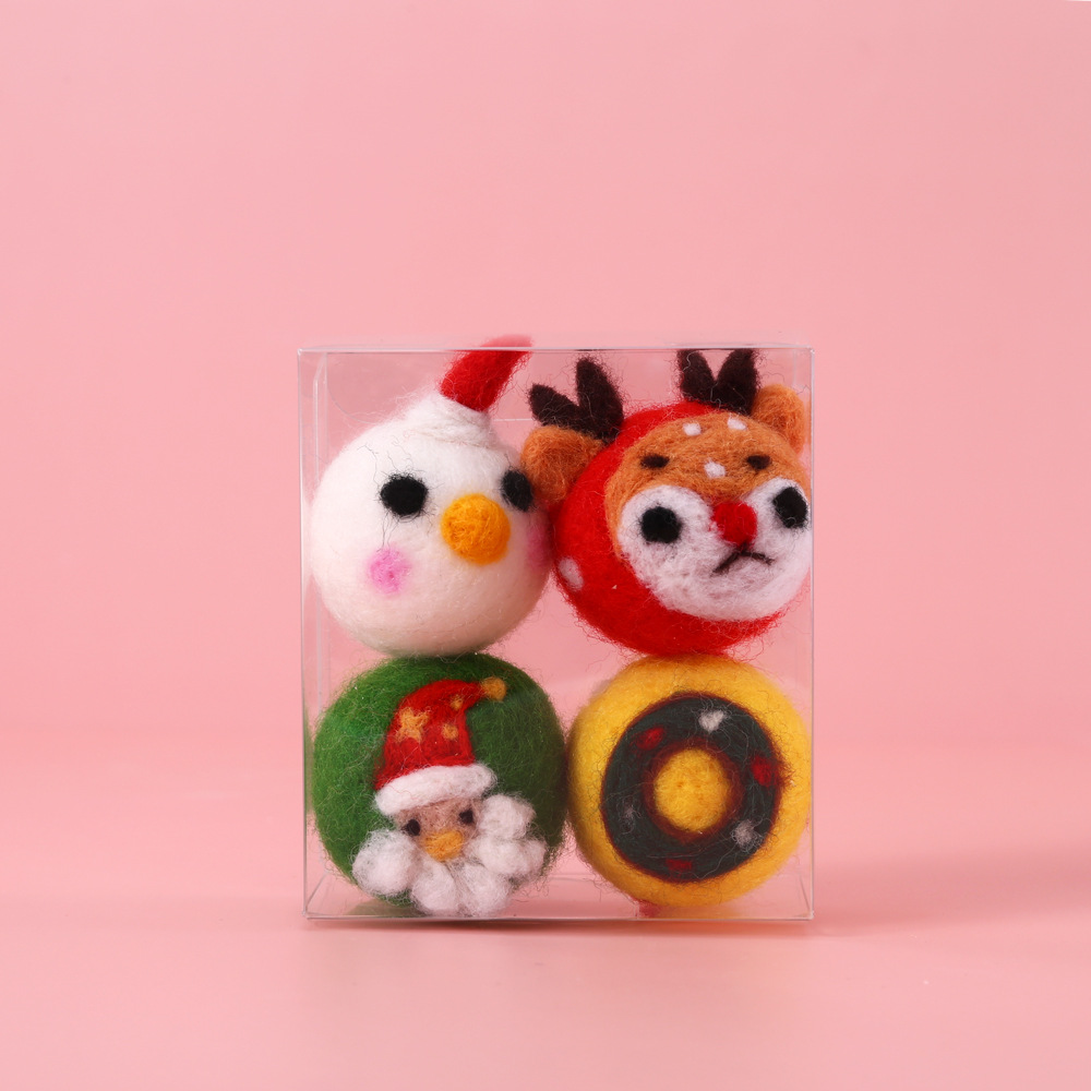Mascota gato santa claus muñeco de nieve elk lana fieltro bola mudo interactivo auto-hola entrenamiento juguete traje caja de regalo