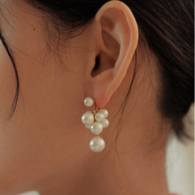 韩国小众设计感葡萄串珍珠流苏耳环女s925银针气质百搭耳钉耳饰