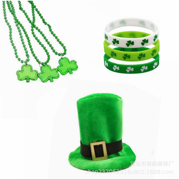 Nuevo set irlandés de día de San Patricio vestido de princesa verde set de arco arnés vestido de cadena de cuentas