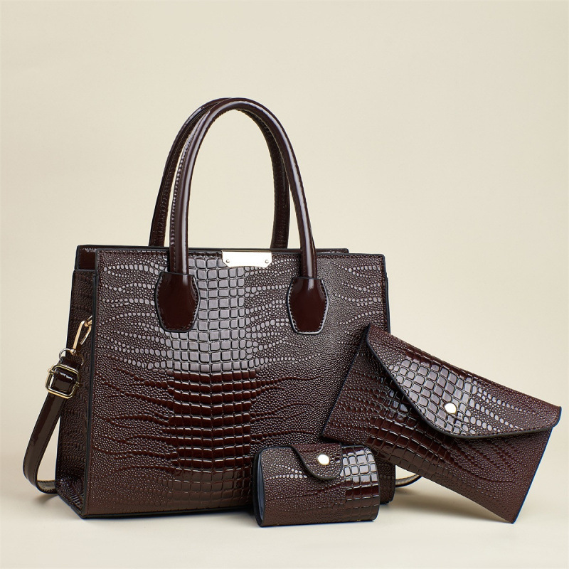 Moda de tres piezas, temperamento de la madre, bolsos de mano de textura 2025, bolsos de hombro casuales de gran capacidad