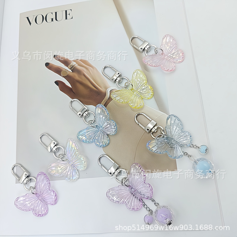 Korean Style Ins Butterfly Keychain Phone Charm Bag Earphone Accessory Sweet Cute Creative Fairy Style Pendant