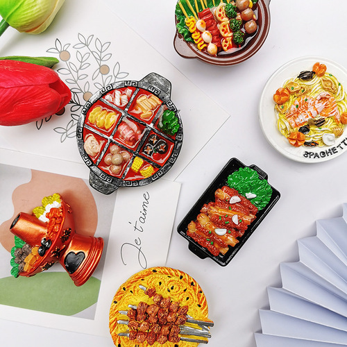 High-quality new food-themed collectible resin fridge magnets with creative DIY 3D design, suitable for wholesale.