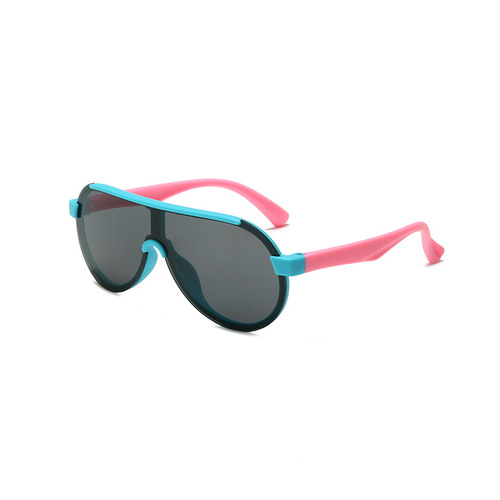 New Model One-Piece Children's Sunglasses Classic Pilot Frog-Eyed Glasses Large Frame for Boys and Girls Sunshades