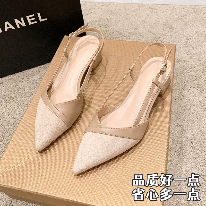 Wholesale French Toe Sandals New Pointed Toe Nude High Heels Not Tired Feet Summer Women's Shoes Thick Heel Shoes 5cm