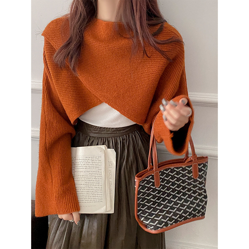 24 invierno Puyuan estilo neutro japonés y coreano ropa casual de punto chaqueta de cuello grueso suéter suelto