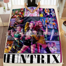 2025跨境爆款猎魔女团周边图案数码印花法兰绒毛毯    可来图印花