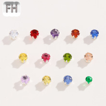 圆形银底托六爪镶嵌水晶锆石彩色爪钻 diy手链项链手缝钻饰品配件