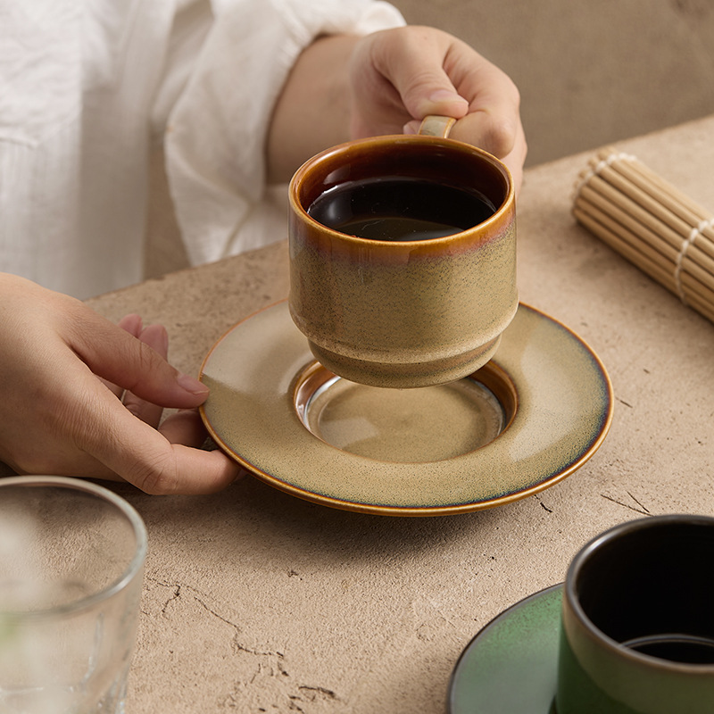 Taza de café de cambio de horno, taza de café con leche de cerámica para el hogar, taza de café americano, taza de té de la tarde, taza de café con ensalada