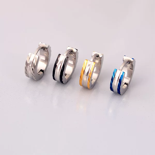 Korean style fashion room electric blue personality pattern stainless steel Women's ear ring ear buckle simple all-match men's earrings cross-border wholesale
