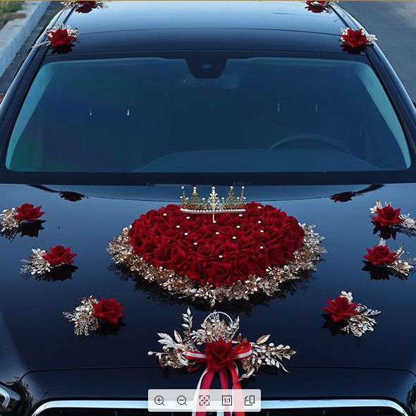 結婚式の車の装飾、フロントフラワー、結婚式の車のセット、クリエイティブなヘッドカーの装飾、フルセットのメーカー|undefined
