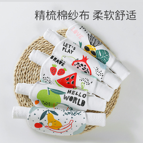 Baby sweat-absorbent towel, baby summer cotton gauze kindergarten pad sling, medium and large children's sweat towel, cartoon breathable sweat-absorbent towel