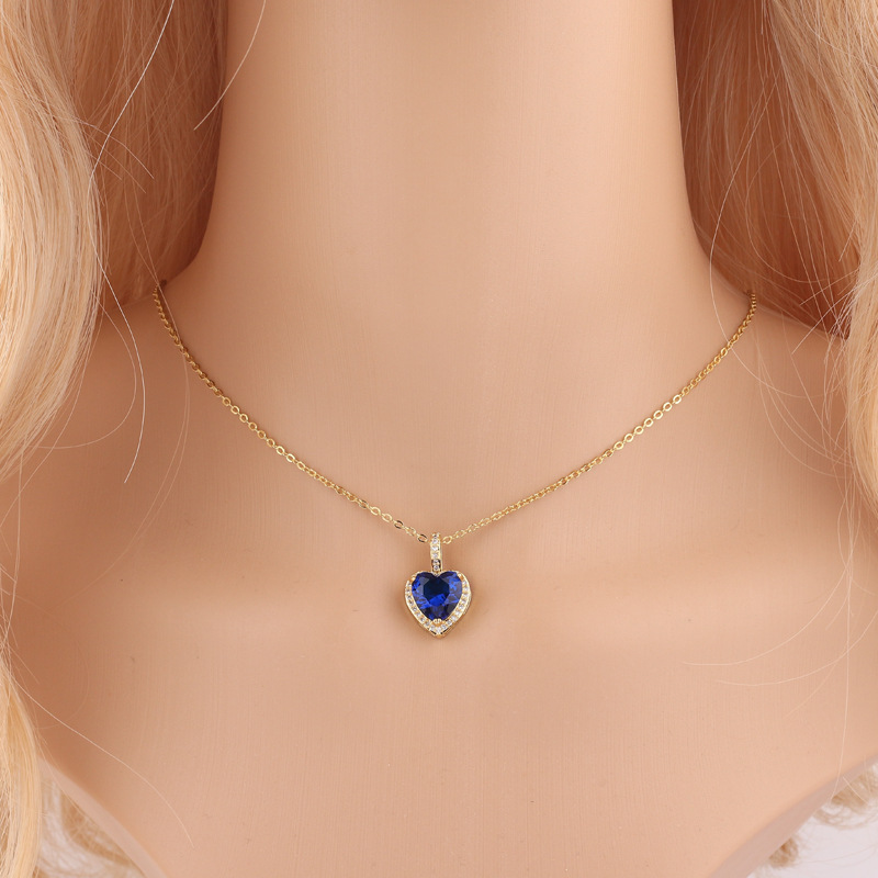 Fashion Heart Shape Copper Necklace Inlaid Zircon Copper Necklaces