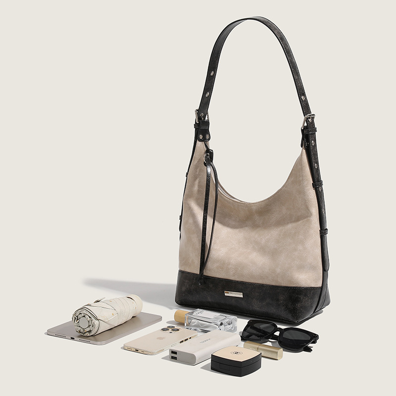 Borsa a secchiello diagonale per l'acqua casual versatile a spalla con blocco di colore di alta qualità, da pendolare, sotto le ascelle, 2024_voghion.com