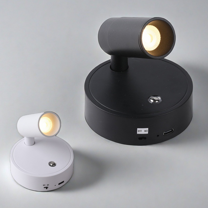 Cross-border led indoor rechargeable wall lamp wireless non-perforated magnetic spotlight eye protection bedroom bedside lamp night light